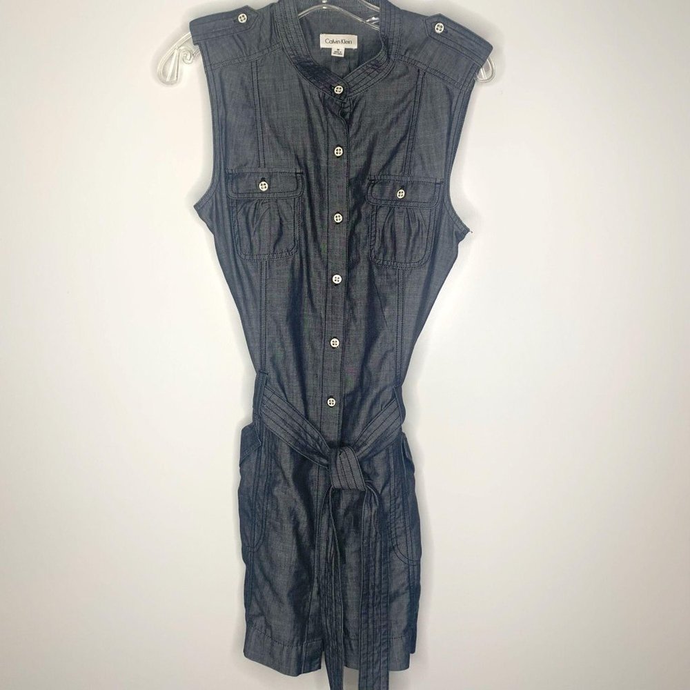 CalvinKlein ButtonUp BeltTie-Waist Utility Dress‎ M